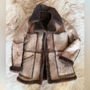 Vintage Shearling suede Marlboro man coat shearling Jacket Men's 42 women's L